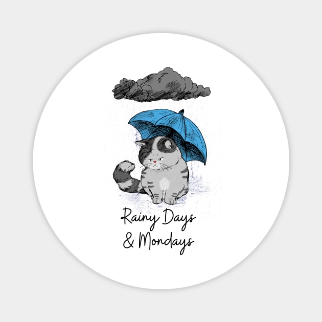 Sad Cat Rainy Day Blues Magnet by TammyWinandArt